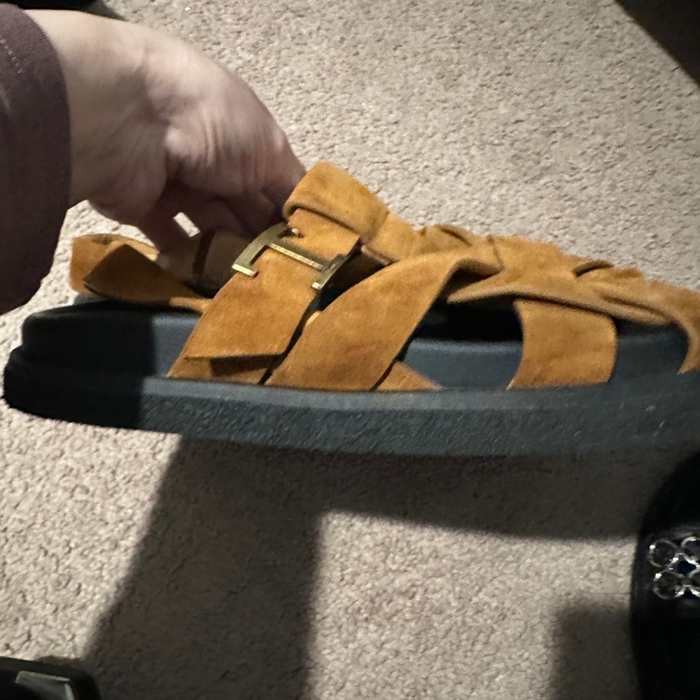 Suede Sandals in Tan
